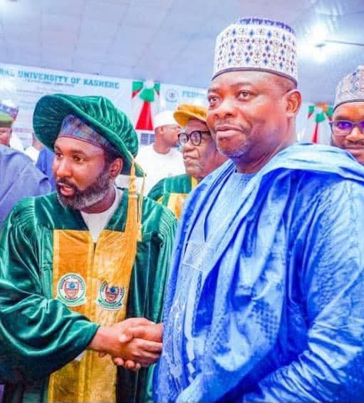 HON. HUSSANI ABDULKARIM AHMAD (MAI-KERO) CONGRATULATES HON. ENGR. (DR.) ABUBAKAR KABIR BICHI ON HONORARY DOCTORATE AWARD